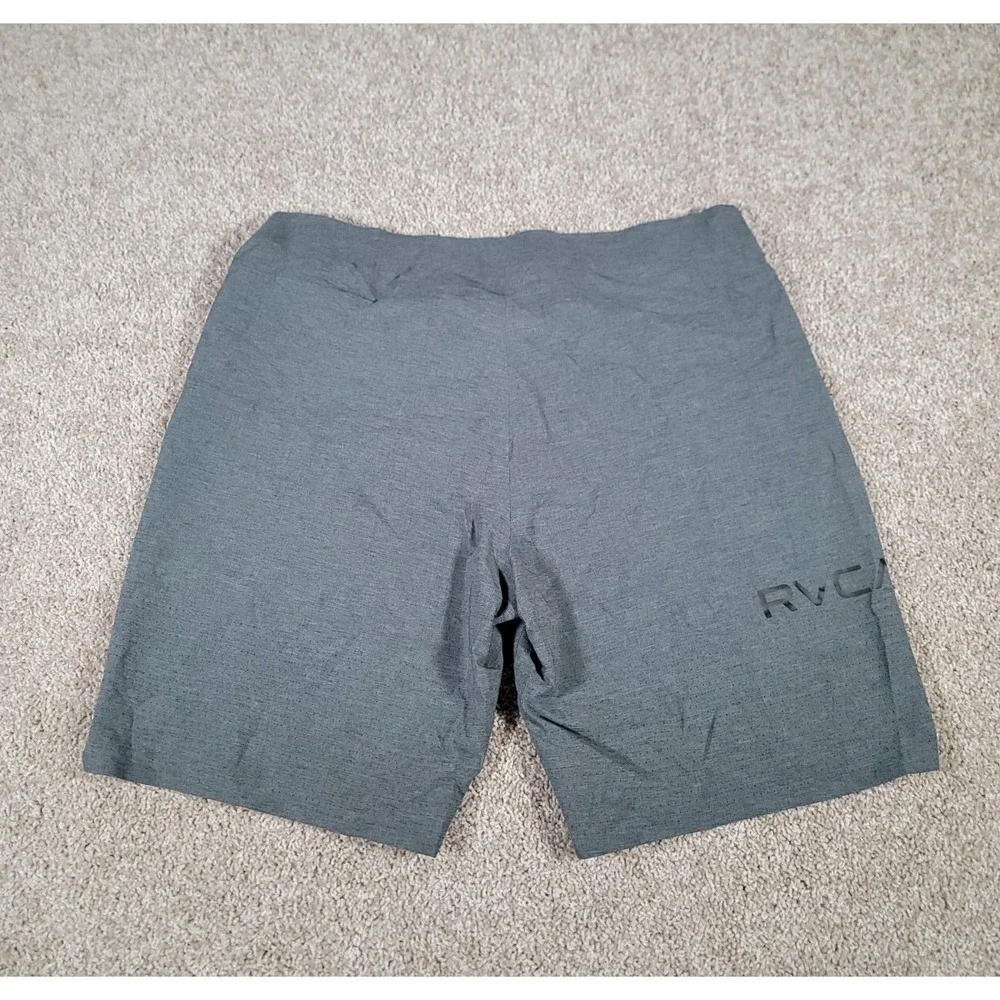 RVCA Board Shorts Size 38 Gray Drawstrings Beach Surf Zipper Pocket Swimwear Men